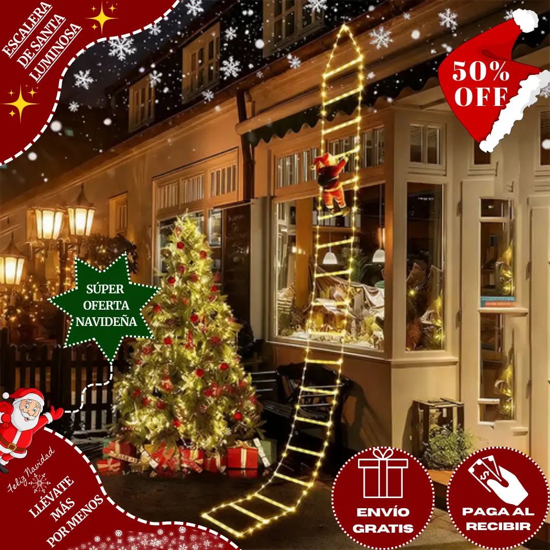 🎅 ¡Papá Noel está trepando directo a tu Navidad con su Escalera Luminosa!